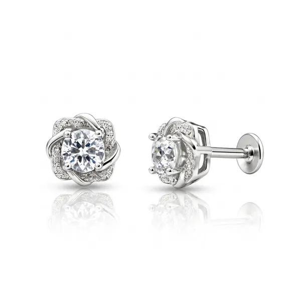 Silver_Sterling_Faceted_Stone_Floral_Stud_Earrings_For_Women