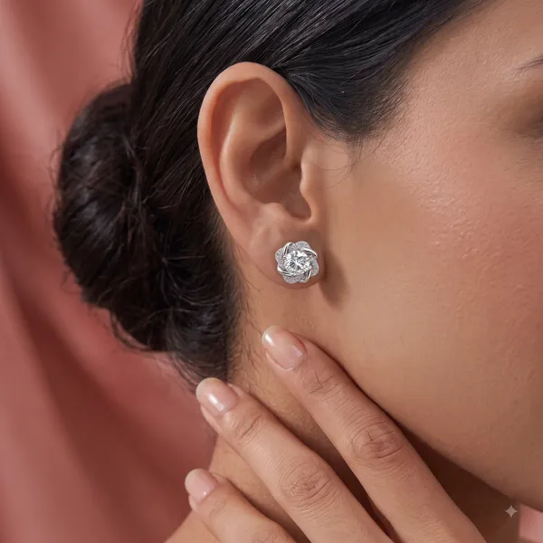 Silver_Sterling_Faceted_Stone_Floral_Stud_Earrings_For_Women