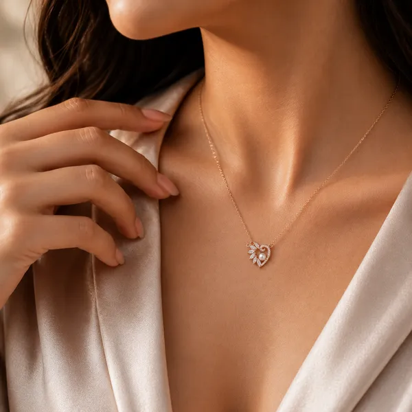Rose_Gold_925_Sterling_Silver_Pearl_Heart_Pendant_Necklace_Set_For_Women