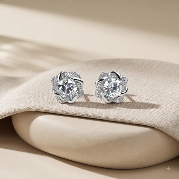 Silver_Sterling_Floral_Clear_Stone_Stud_Earrings_For_Women
