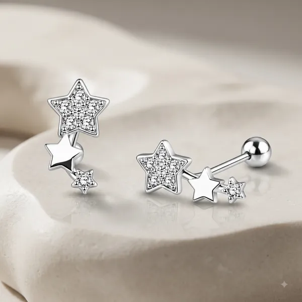 Silver_Sterling_Star_Barbell_Earrings_For_Women