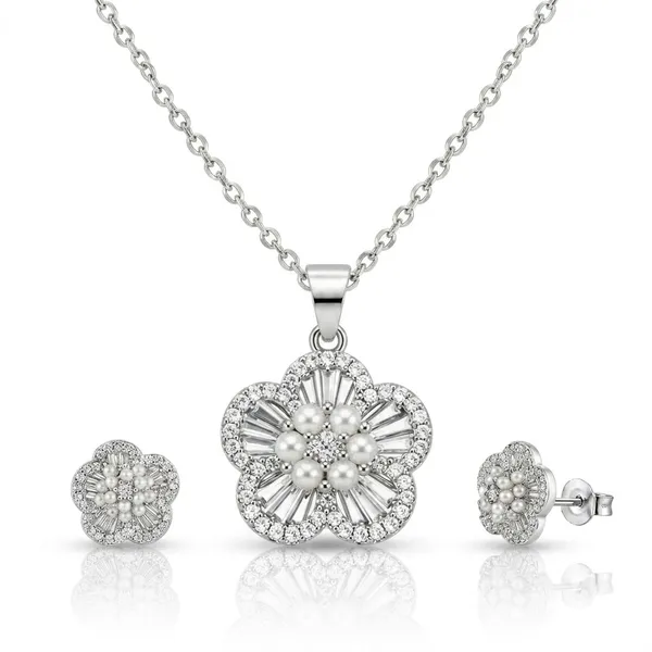Silver_925_Sterling_Silver_Floral_Pearl-Accented_Necklace_And_Earrings_Set_For_Women