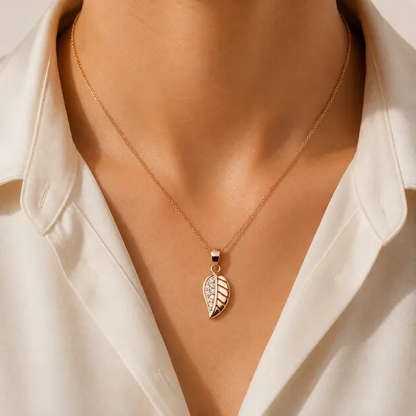 Rose_Gold_Sterling_Silver_Leaf_Crystal_Pendant_For_Women
