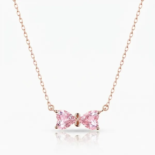Rose_Gold_Pink_Crystal_925_Sterling_Silver_Bow_Pendant_Necklace_For_Women
