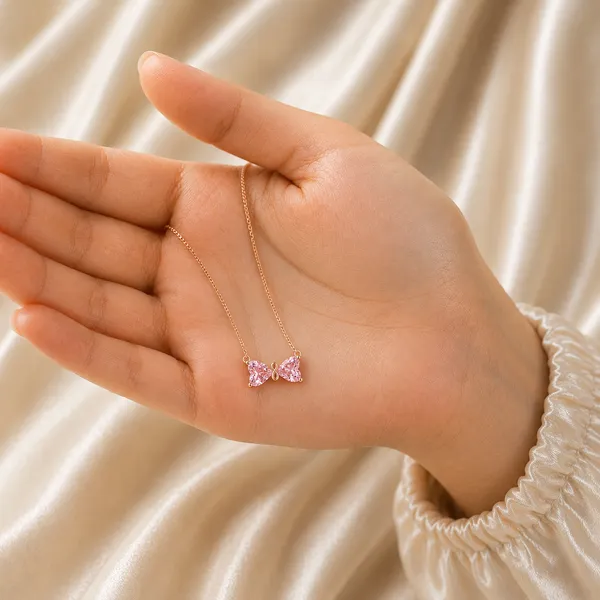 Rose_Gold_Pink_Crystal_925_Sterling_Silver_Bow_Pendant_Necklace_For_Women