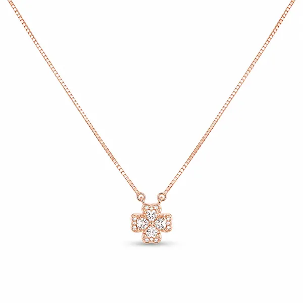 Rose_Gold_Crystal_925_Sterling_Silver_Clover_Pendant_Necklace_For_Women
