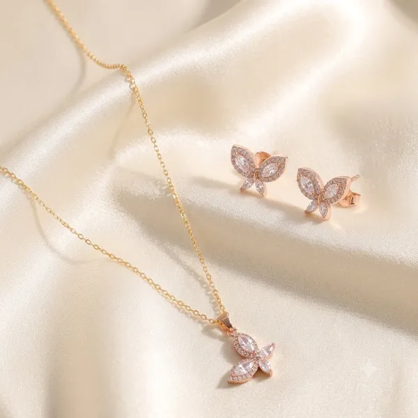 Rose_Gold_925_Sterling_Silver_Butterfly_Stone-Set_Necklace_And_Earrings_Set_For_Women