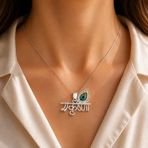 Silver_Sterling_Silver_Krishna_Bansuri_Peacock_Feather_Pendant_For_Women