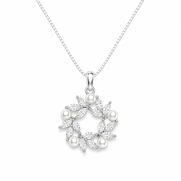 Silver_Sterling_Silver_Floral_Pearl_Pendant_Necklace_For_Women