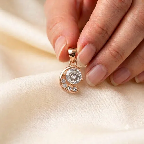 Rose_Gold_Sterling_Silver_Crescent_Crystal_Pendant_For_Women