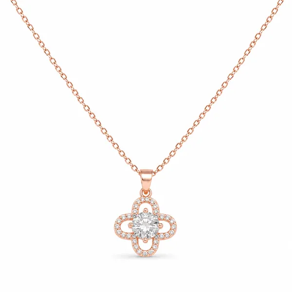 Rose_Gold_Sterling_Silver_Quatrefoil_Crystal_Pendant_Necklace_For_Women