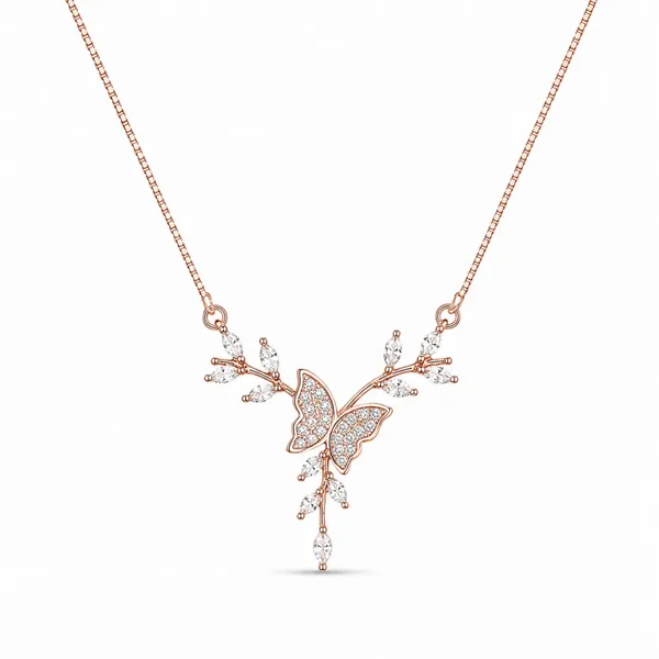 Rose_Gold_925_Sterling_Silver_Butterfly_Pendant_Necklace_For_Women