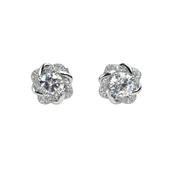Silver_Sterling_Faceted_Stone_Floral_Stud_Earrings_For_Women