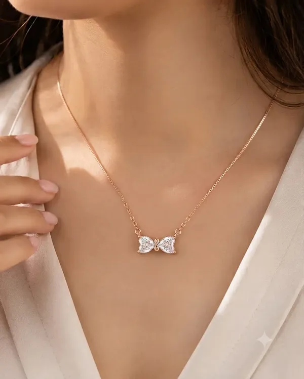 Rose_Gold_925_Sterling_Silver_Bow_Crystal_Pendant_Necklace_For_Women