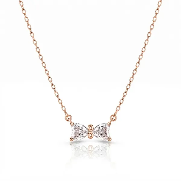 Rose_Gold_925_Sterling_Silver_Bow_Crystal_Pendant_Necklace_For_Women