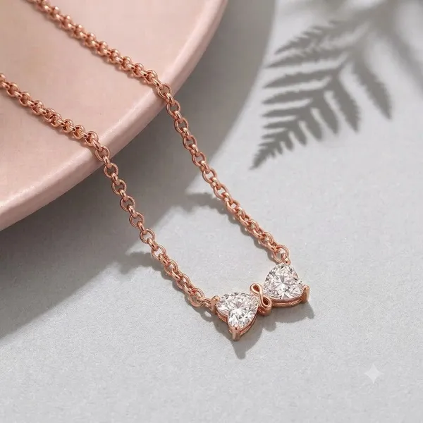 Rose_Gold_925_Sterling_Silver_Bow_Crystal_Pendant_Necklace_For_Women