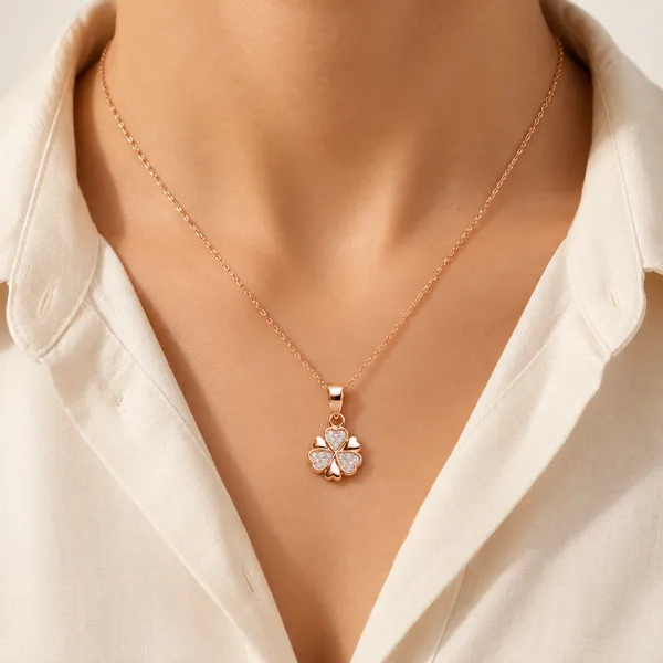 Rose_Gold_925_Sterling_Silver_Four-Leaf_Clover_Pendant_For_Women