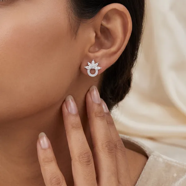 Silver_Sterling_Silver_Floral_Clear_Stone_Stud_Earrings_For_Women