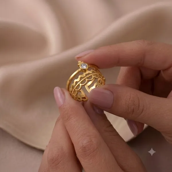 Gold_18Kt_Gold-Tone_Stainless_Steel_Crystal_Stone_Demi-Fine_Ring_For_Women