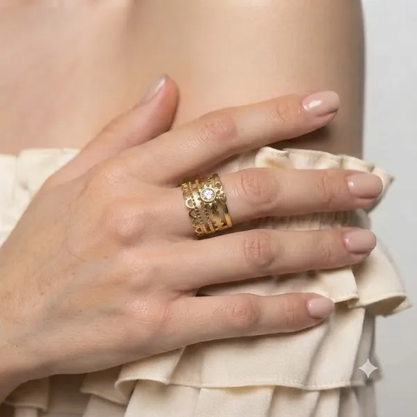Gold_18Kt_Gold-Tone_Stainless_Steel_Crystal_Stone_Demi-Fine_Ring_For_Women