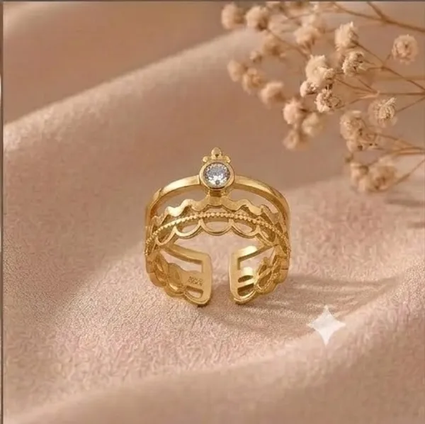 Gold_18Kt_Gold-Tone_Stainless_Steel_Crystal_Stone_Demi-Fine_Ring_For_Women