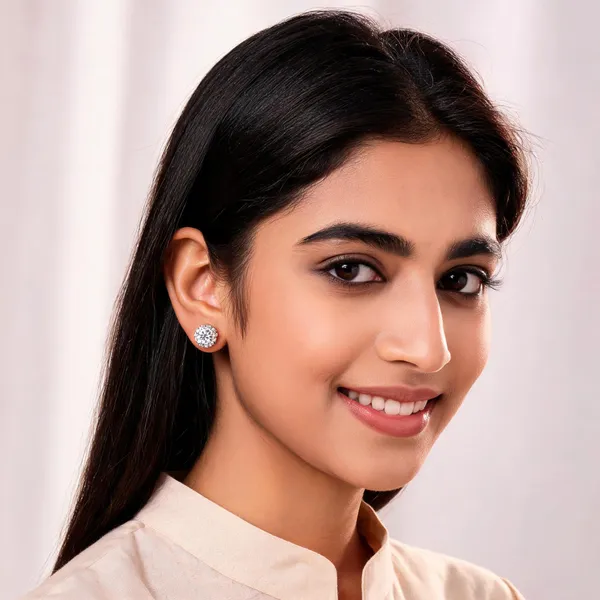 Silver_Sterling_Round_Floral_Clear_Stone_Stud_Earrings_For_Women