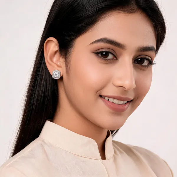 Silver_Sterling_Cushion_Clear_Stone_Stud_Earrings_For_Women