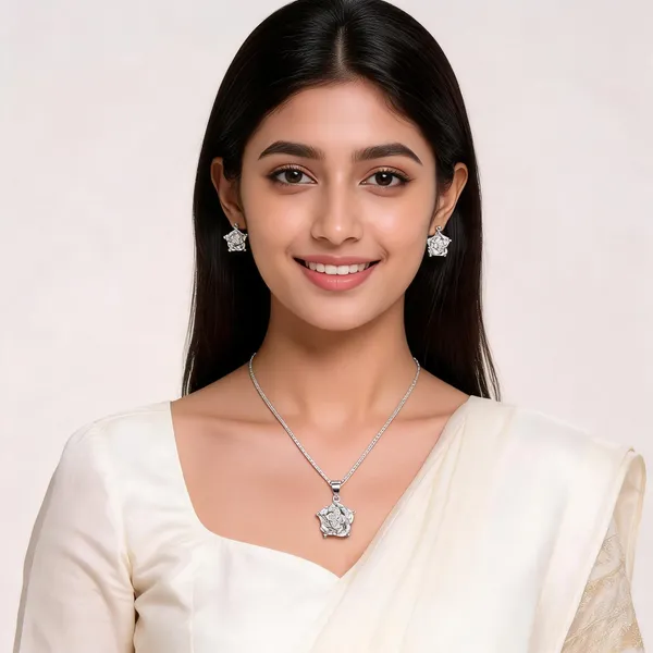 Silver_925_Sterling_Silver_Floral_Stone-Studded_Necklace_And_Earrings_Set_For_Women