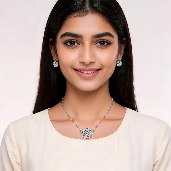 Silver_925_Sterling_Silver_Floral_Stone-Studded_Necklace_And_Earrings_Set_For_Women