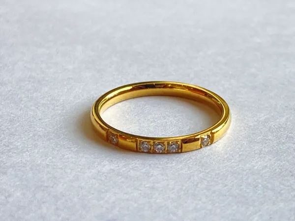 Gold_18Kt_Gold-Tone_Stainless_Steel_Stone-Embellished_Ring_For_Women