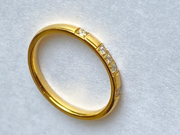 Gold_18Kt_Gold-Tone_Stainless_Steel_Stone-Embellished_Ring_For_Women