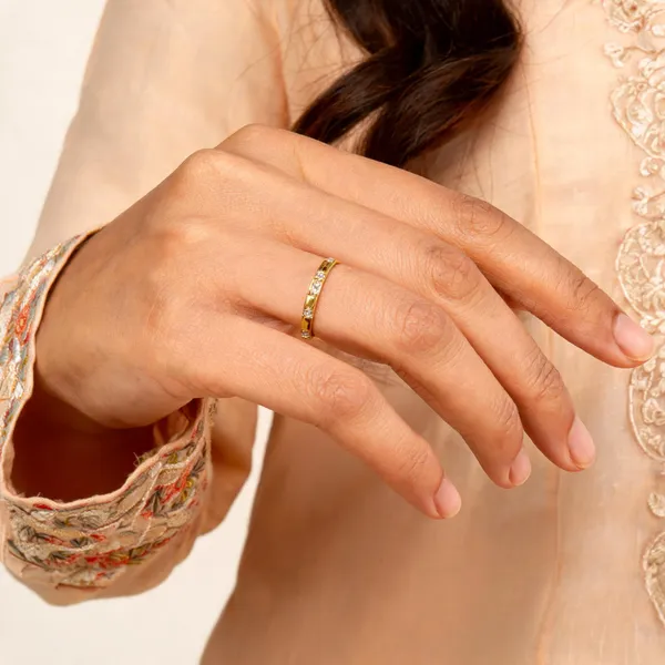 Gold_18Kt_Gold-Tone_Stainless_Steel_Stone-Embellished_Ring_For_Women