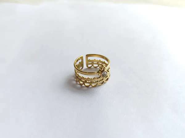 Gold_18Kt_Gold-Tone_Stainless_Steel_Crystal_Stone_Demi-Fine_Ring_For_Women