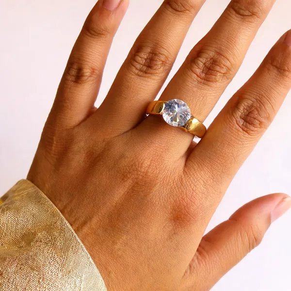Gold-Tone_18Kt_Stainless_Steel_Stone_Studded_Buckle_Ring_For_Women