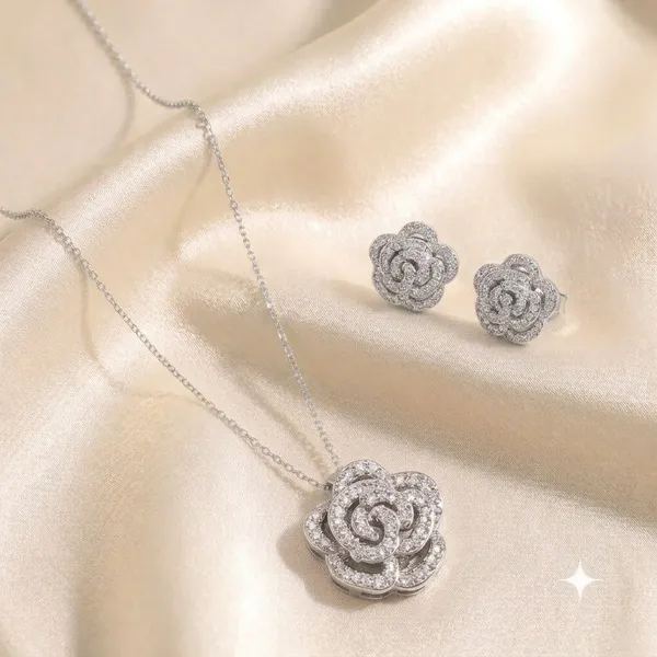 Silver_925_Sterling_Silver_Floral_Stone-Studded_Necklace_And_Earrings_Set_For_Women
