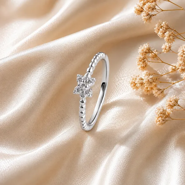 Silver_Sterling_Silver_Floral_Beaded_Ring_For_Women