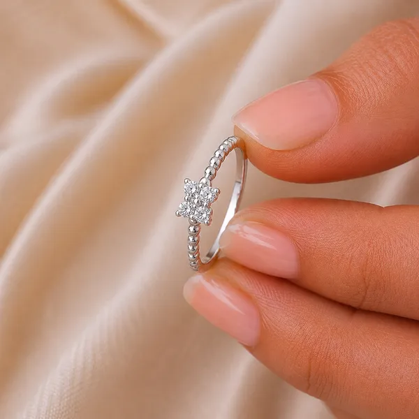 Silver_Sterling_Silver_Floral_Beaded_Ring_For_Women