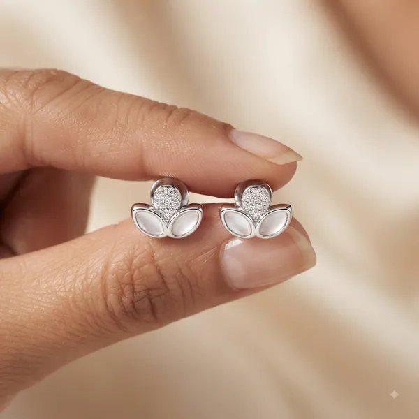 Silver_Sterling_Silver_Floral_Petal_Stud_Earrings_For_Women