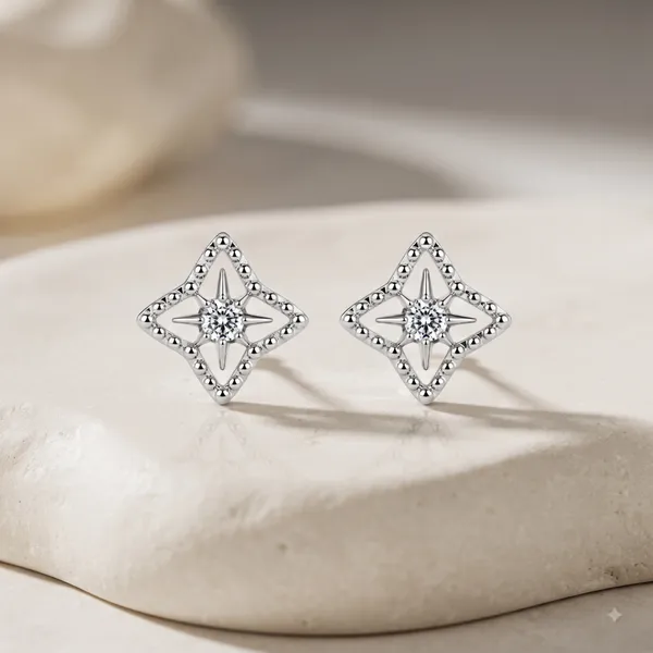 Silver_Sterling_Silver_Geometric_Diamond_Star_Stud_Earrings_For_Women