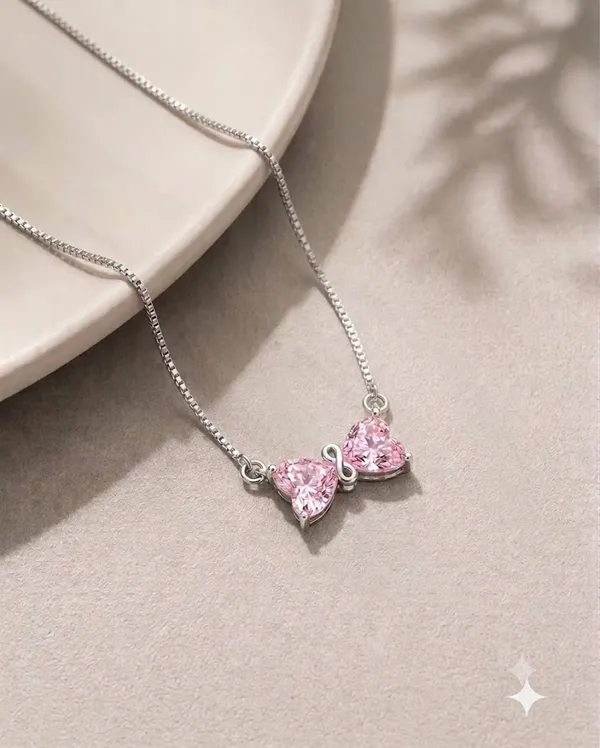Silver_925_Sterling_Silver_Pink_Crystal_Bow_Pendant_Necklace_For_Women