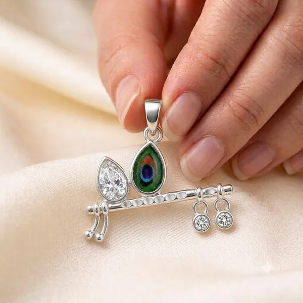 Silver_925_Sterling_Silver_Krishna_Peacock_Feather_Pendant_For_Women