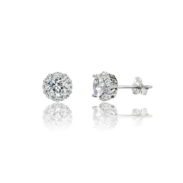 Silver_Sterling_Round_Floral_Clear_Stone_Stud_Earrings_For_Women
