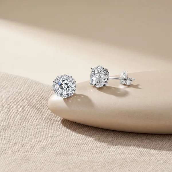 Silver_Sterling_Round_Floral_Clear_Stone_Stud_Earrings_For_Women