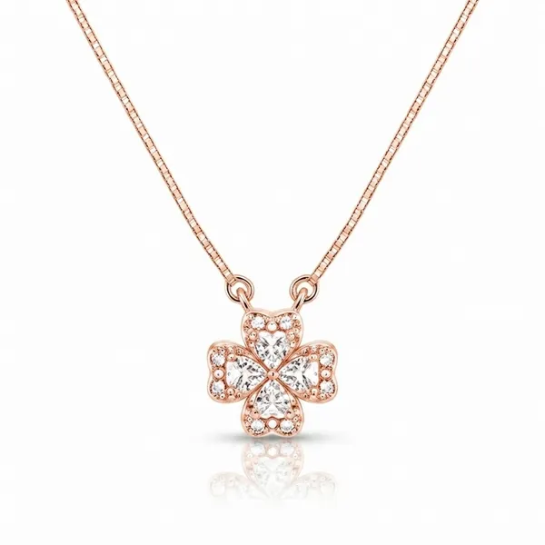 Rose_Gold_Crystal_925_Sterling_Silver_Clover_Pendant_Necklace_For_Women