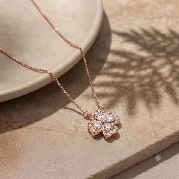 Rose_Gold_Crystal_925_Sterling_Silver_Clover_Pendant_Necklace_For_Women