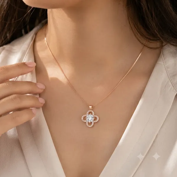 Rose_Gold_Sterling_Silver_Quatrefoil_Crystal_Pendant_Necklace_For_Women