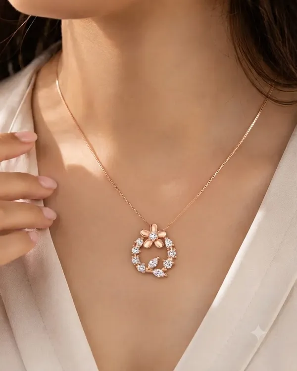 Rose_Gold_925_Sterling_Silver_Floral_Stone_Pendant_Necklace_For_Women