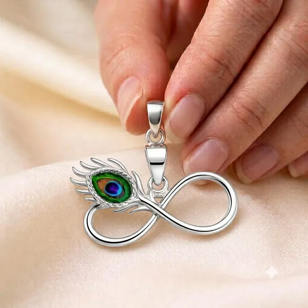 Silver_Sterling_Silver_Infinity_Krishna_Peacock_Feather_Pendant_For_Women