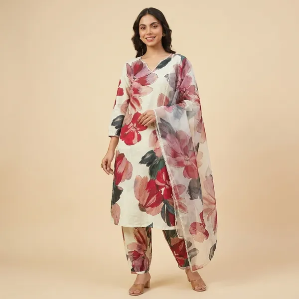 White_Pc_Cotton_Straight_Kurta_Set_With_Dupatta_For_Women