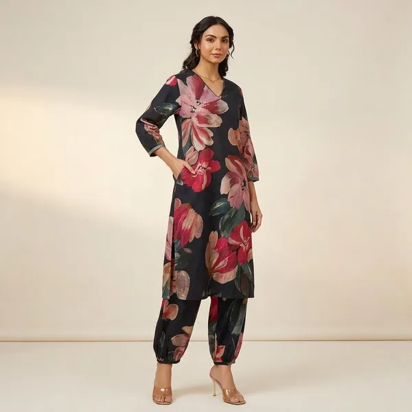 Black_Pc_Cotton_Kurta_Set_With_Dupatta_For_Women